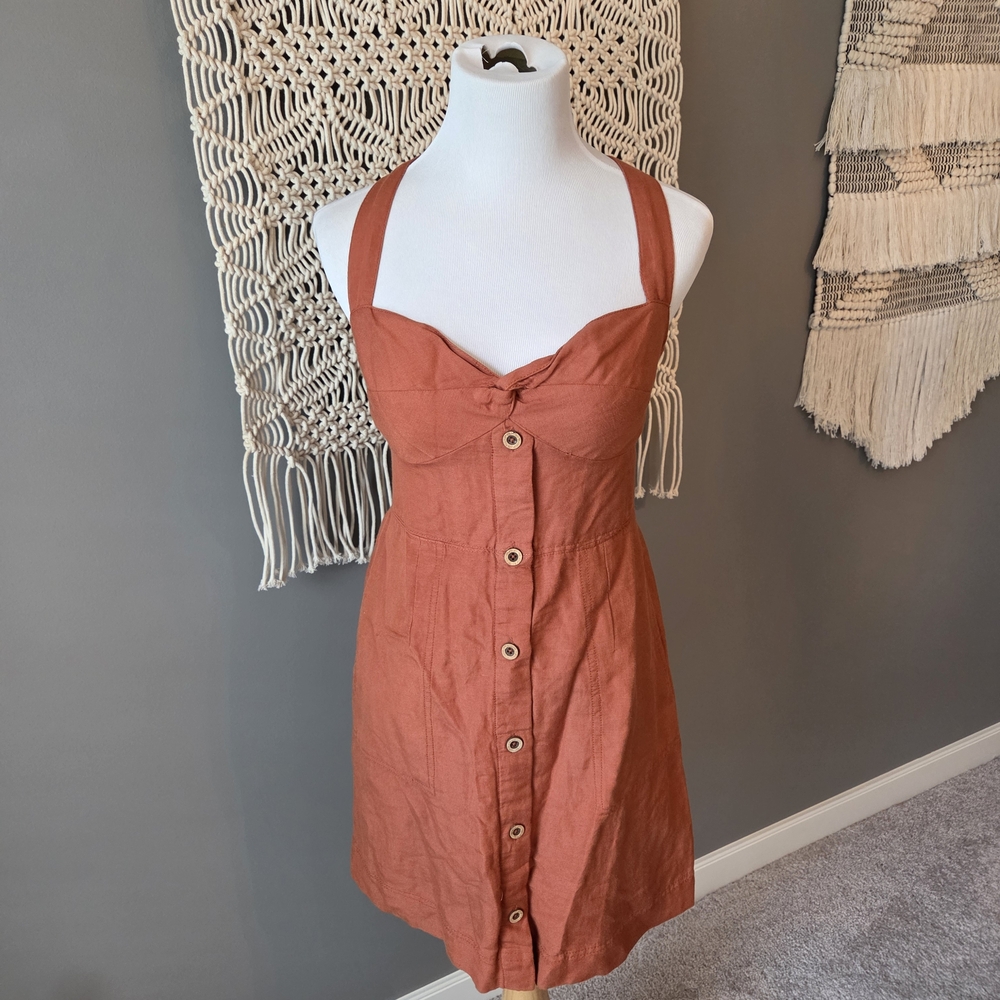 Maeve Rust Button-Front Sundress
